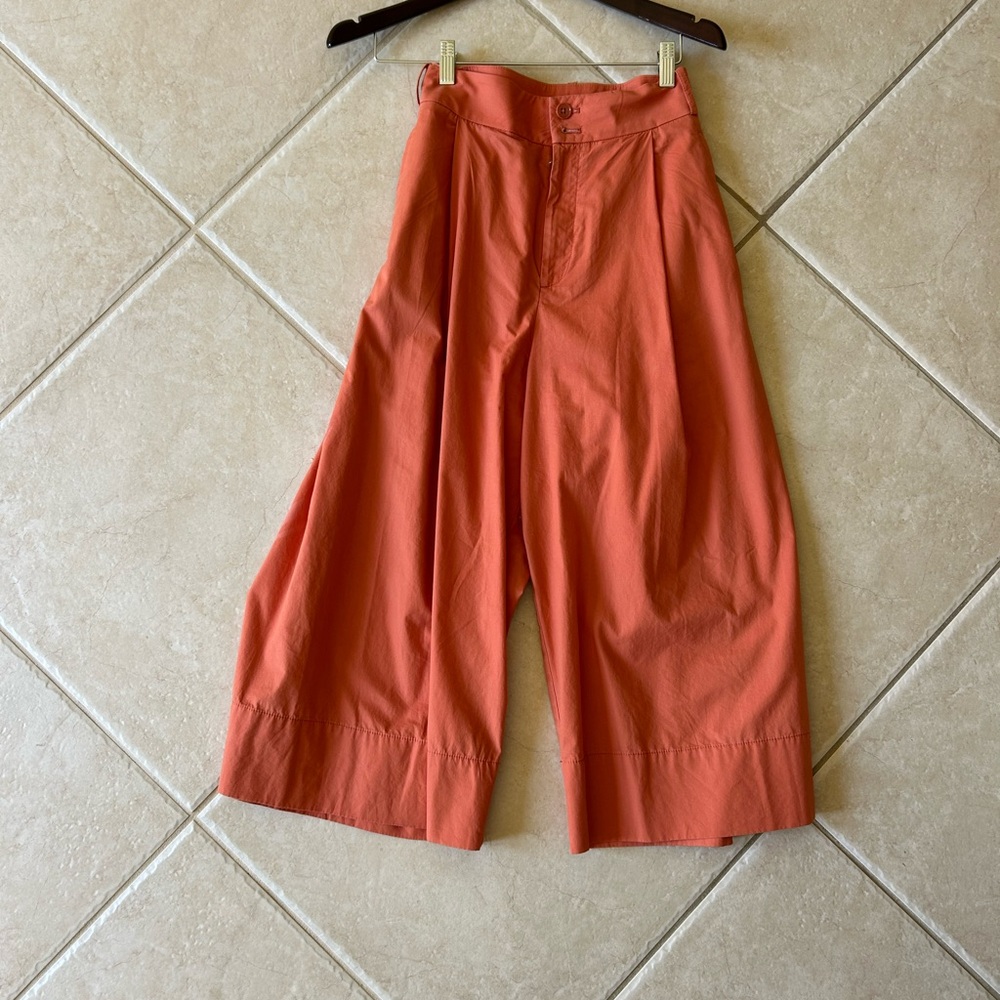 Anthropologie Wide-Leg Cropped Pants in Coral